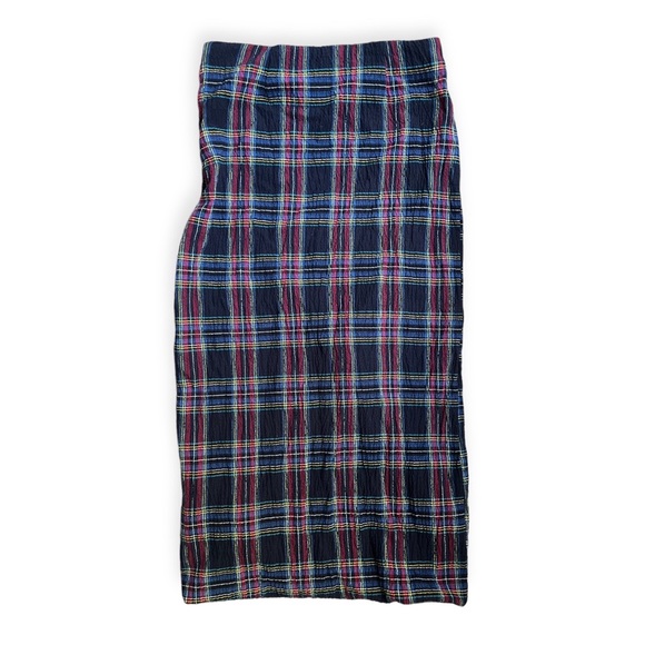 NWT ZARA Plaid Midi Skirt in Blue, Red, White, sz Small - Picture 2 of 7